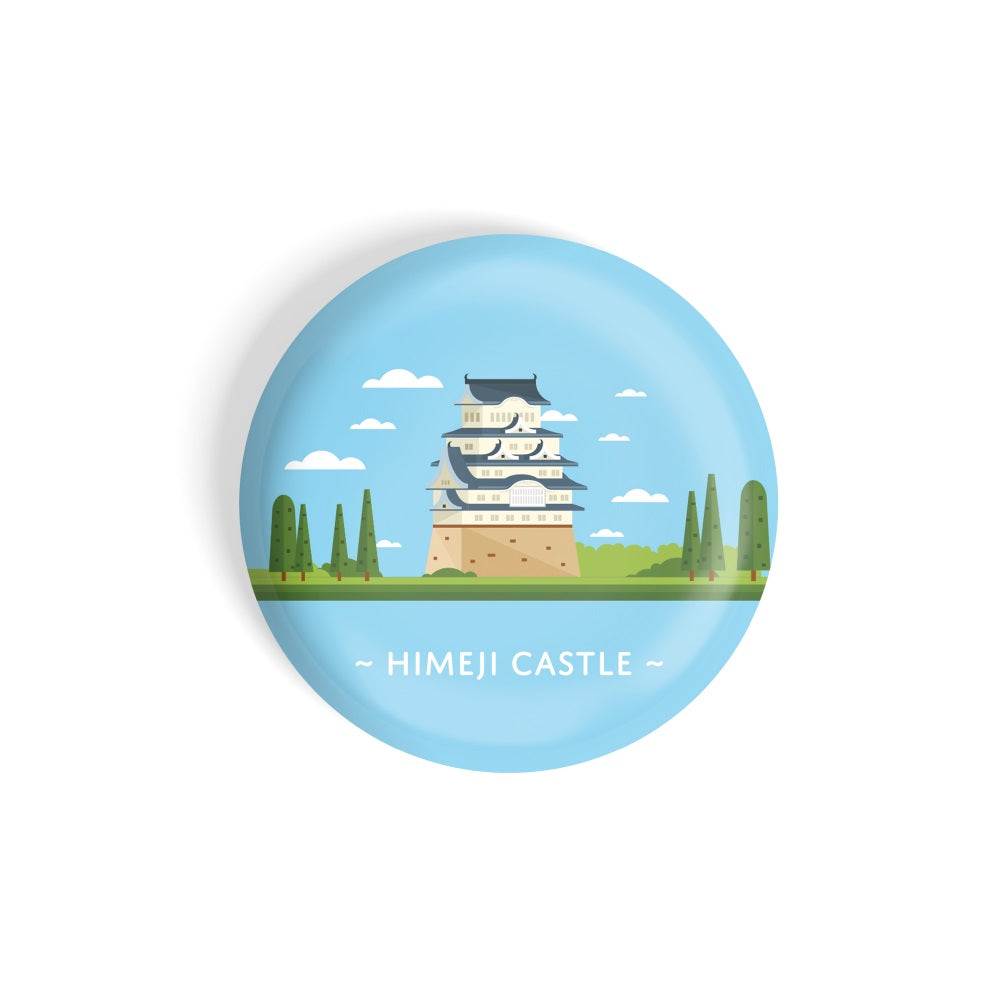 dhcrafts Round Fridge Magnet Blue Color Monuments Himeji Castle Glossy Finish Design Pack of 1 (75 mm)